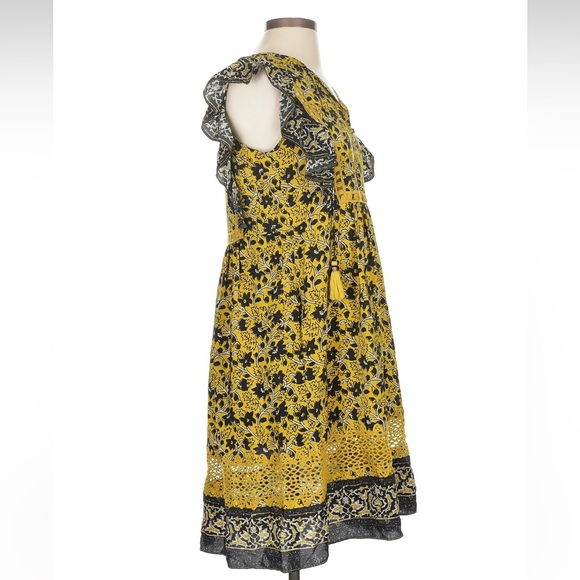 Sea New York Lana Silk Yellow and Black Floral Mini Dress Size 4 - Picture 3 of 6